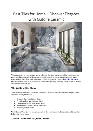 Best Tiles for Home