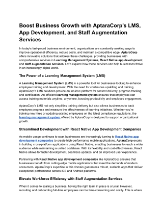 Boost Business Growth with AptaraCorp