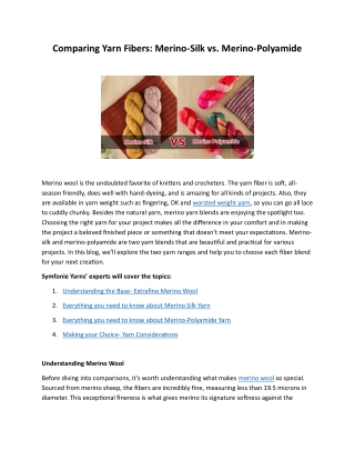 Comparing Yarn Fibers Merino-Silk vs. Merino-Polyamide