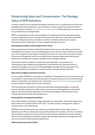 Sales Performance Management