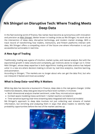 Nik Shingari on Disruptive Tech: Where Trading Meets Deep Data