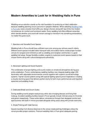 Modern Amenities to Look for in Wedding Halls in Pune