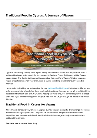 Traditional Food in Cyprus A Journey of Flavors