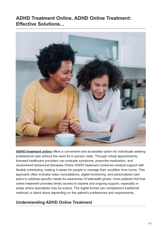 ADHD Treatment Online, ADHD Online Treatment: Effective Solutions for Managing S