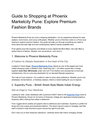 Guide to Shopping at Phoenix Marketcity Pune