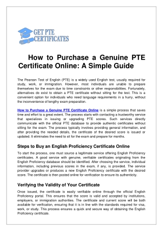 How to Purchase a Genuine PTE Certificate Online