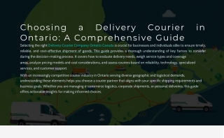 Delivery Courier Company Ontario Canada