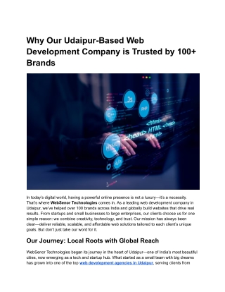 Why Our Udaipur-Based Web Development Company is Trusted by 100  Brands