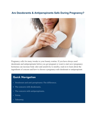 Are Deodorants & Antiperspirants Safe During Pregnancy?