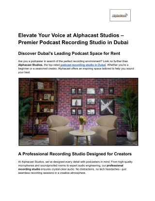 Elevate Your Voice at Alphacast Studios – Premier Podcast Recording Studio in Dubai