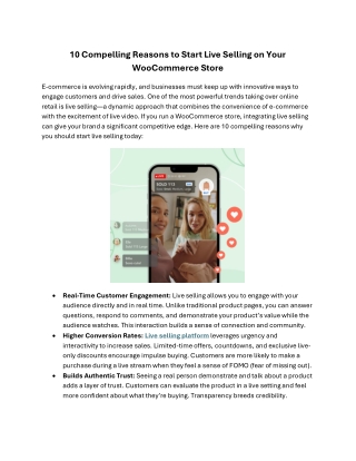 10 Compelling Reasons to Start Live Selling on Your WooCommerce Store