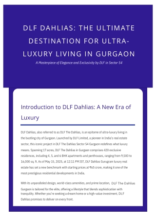 DLF Dahlias: The Ultimate Destination for Ultra-Luxury Living in Gurgaon