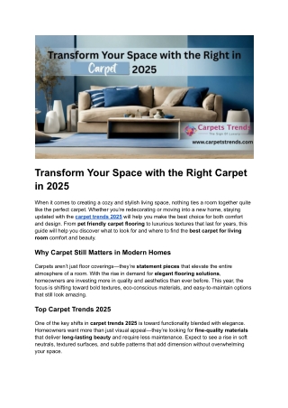 Transform Your Space with the Right Carpet in 2025
