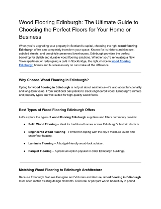 Wood flooring Edinburgh