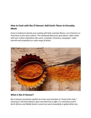 How to Cook with Ras El Hanout Add Exotic Flavor to Everyday Meals