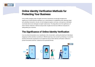 Online Identity Verification Methods for Businesses