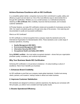 Achieve Business Excellence with an ISO Certificate