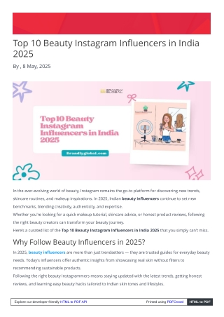 Top 10 Beauty Instagram Influencers in India 2025