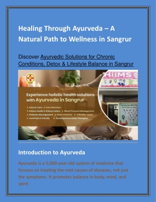 Healing Through Ayurveda – A Natural Path to Wellness in Sangrur