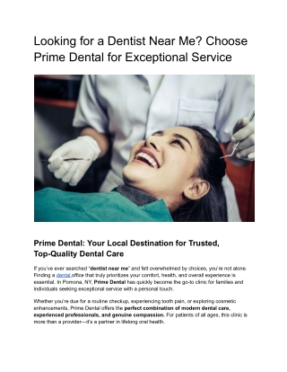 Looking for a Dentist Near Me_ Choose Prime Dental for Exceptional Service