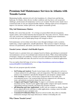 Soil Maintenance Services with Tuxedo Lawns