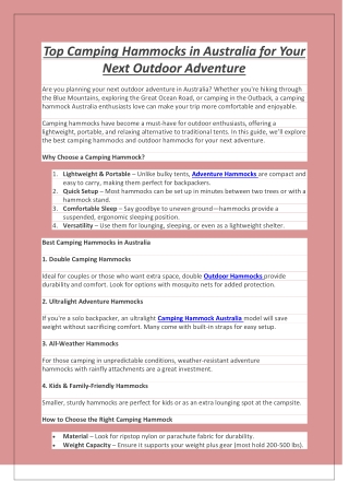 Top Camping Hammocks in Australia for Your Next Outdoor Adventure