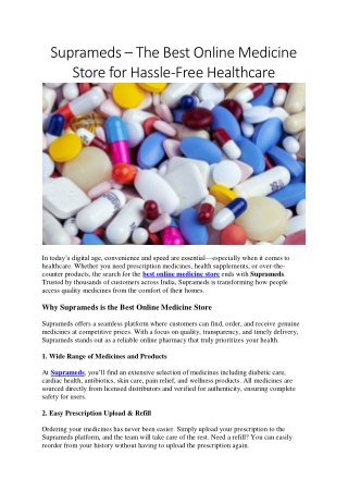 The Best Online Medicine Store for Hassle-Free Healthcare