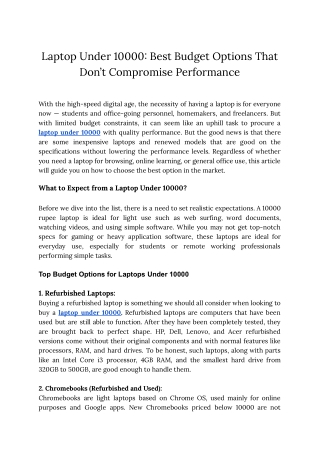 Laptop Under 10000_ Best Budget Options That Don’t Compromise Performance