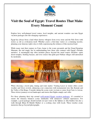 Visit the Soul of Egypt Travel Routes That Make Every Moment Count