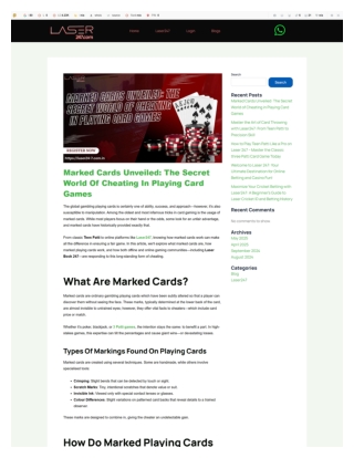 Marked Cards Unveiled The Secret World of Cheating in Playing Card Games