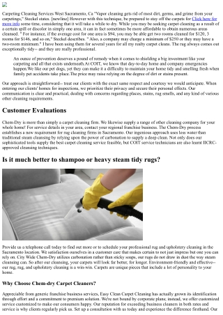 Carpeting Cleaning Services West Sacramento, Ca