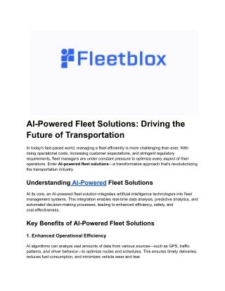 AI-POWERED FLEET MANAGEMENT