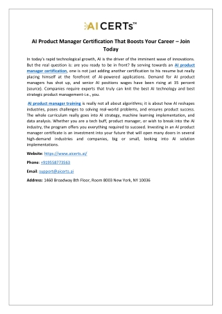 AI Product Manager Certification That Boosts Your Career – Join Today