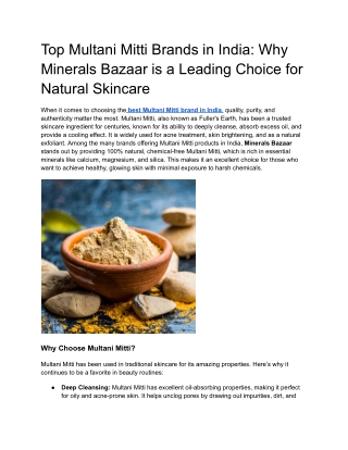 Best Multani Mitti Brand in India