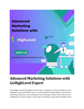 Advanced Marketing Solutions with GoHighLevel Expert