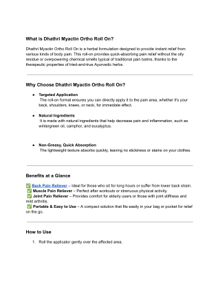 What is Dhathri Myactin Ortho Roll On?