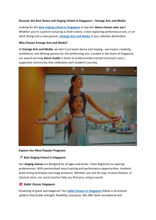 Discover the Best Dance and Singing School in Singapore