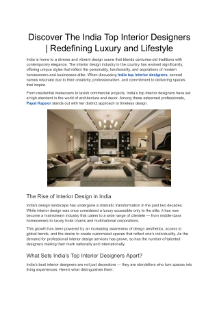 Discover The India Top Interior Designers | Redefining Luxury and Lifestyle