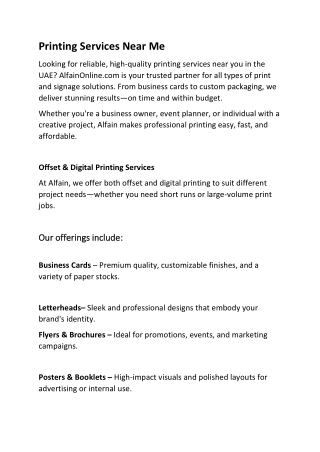 Printing Services Near Me