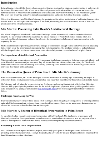 Mia Martin: The Driving Force Behind Palm Beach’s Architectural Conservation