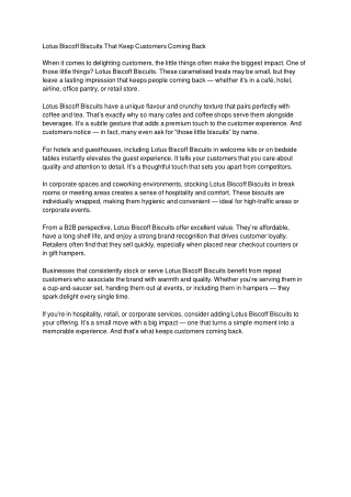 Lotus Biscoff Biscuits That Keep Customers Coming Back