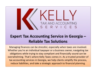 Reliable Tax Accounting Service in Georgia – Kelly Taxes