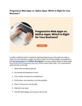 Progressive Web Apps vs. Native Apps_ Which Is Right for Your Business