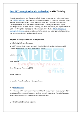 Best AI Training Institute in Hyderabad