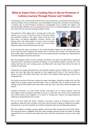 What to Expect from a Cooking Class in Aix-en-Provence  A Culinary Journey Through Flavour and Tradition