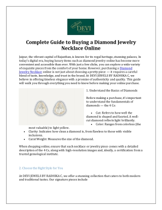 Complete Guide to Buying a Diamond Jewelry Necklace Online