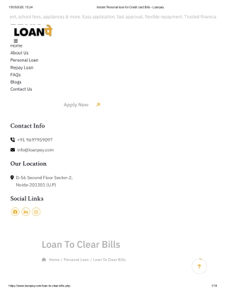 Instant Personal loan for Credit card Bills - Loanpey