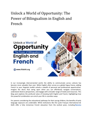 Unlock a World of Opportunity: The Power of Bilingualism in English and French