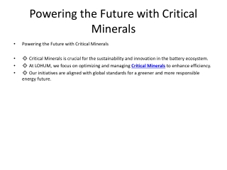 Powering the Future with Critical Minerals