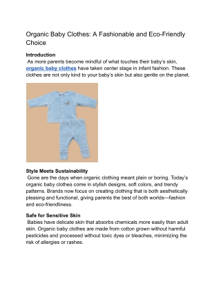 Organic Baby Clothes_ A Fashionable and Eco-Friendly Choice